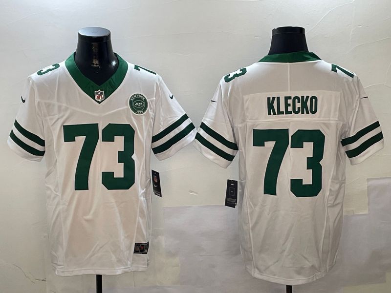 Men New York Jets 73 Klecko White Throwback three generations 2024 Nike Limited NFL Jersey style 1
